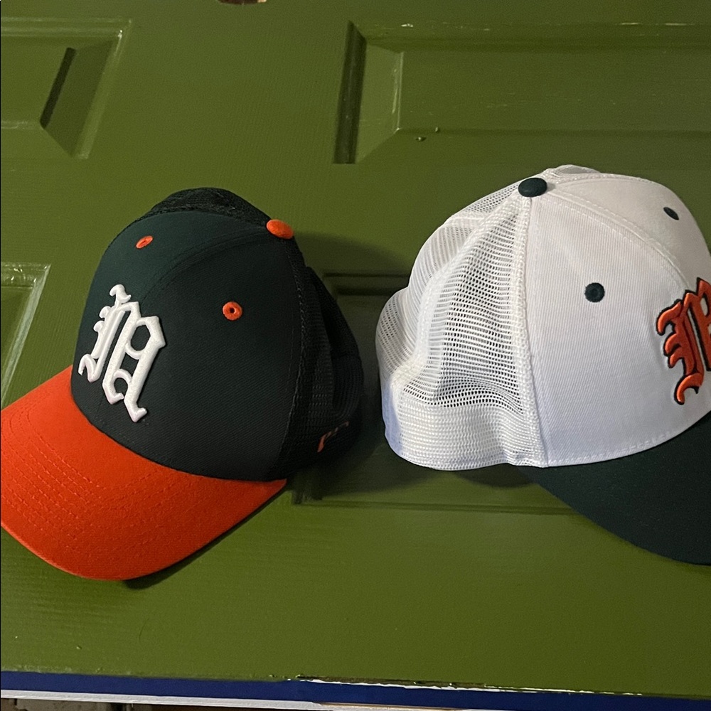 New Era White and Black Hats with Orange and White Accents - Picture 2 of 4